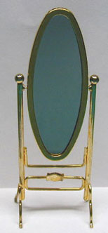 Dollhouse Miniature Brass Cheval Mirror